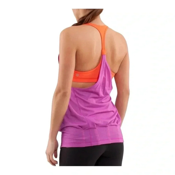 1946. LULULEMON PRACTICE FREELY TANK IN HEATHERED ULTRA VOILET AND DAZZLING SZ 6 - Picture 2 of 9